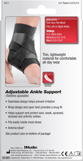 Load image into Gallery viewer, Mueller Adjustable Ankle Support, Black - One Size Fits Most
