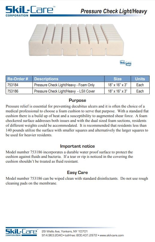 Load image into Gallery viewer, SkiL-Care Pressure-Check Light/Heavy Foam Cushion
