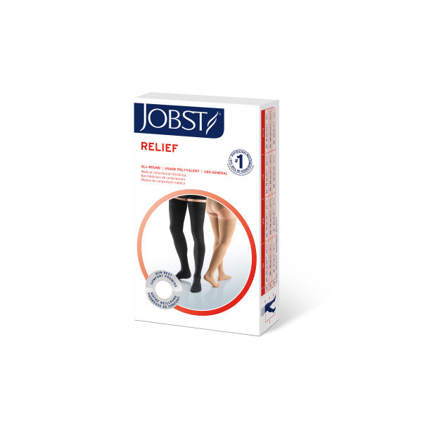 Load image into Gallery viewer, JOBST Relief Petite Silicone Compression Thigh High, 15-20 mmHg Open Toe
