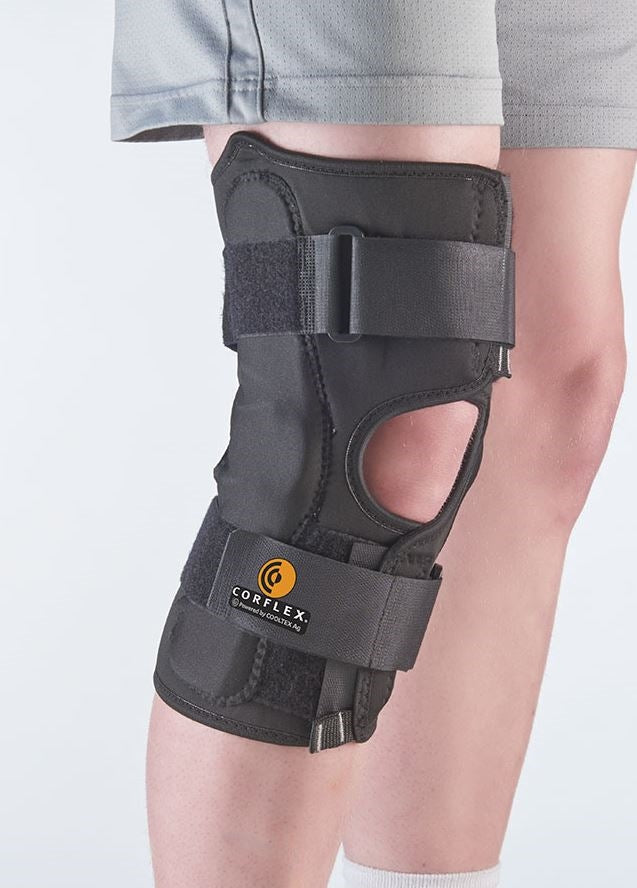 Load image into Gallery viewer, Corflex CoolTex™ AG 13” Anterior Closure Knee Wrap w/Hinge, Open Popliteal
