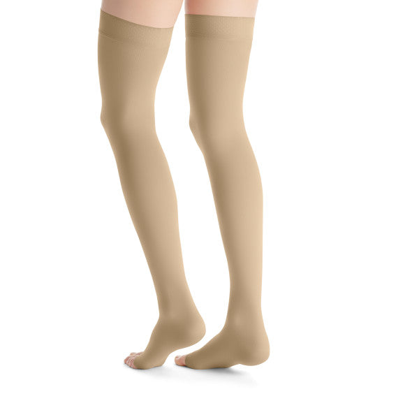 Load image into Gallery viewer, JOBST Women&#39;s Opaque Petite Thigh High Dot 30-40 mmHg Open Toe
