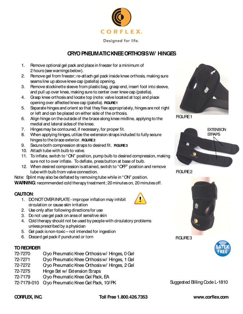 Load image into Gallery viewer, Corflex Cryo Pnuematic Knee Orthosis W/Hinge
