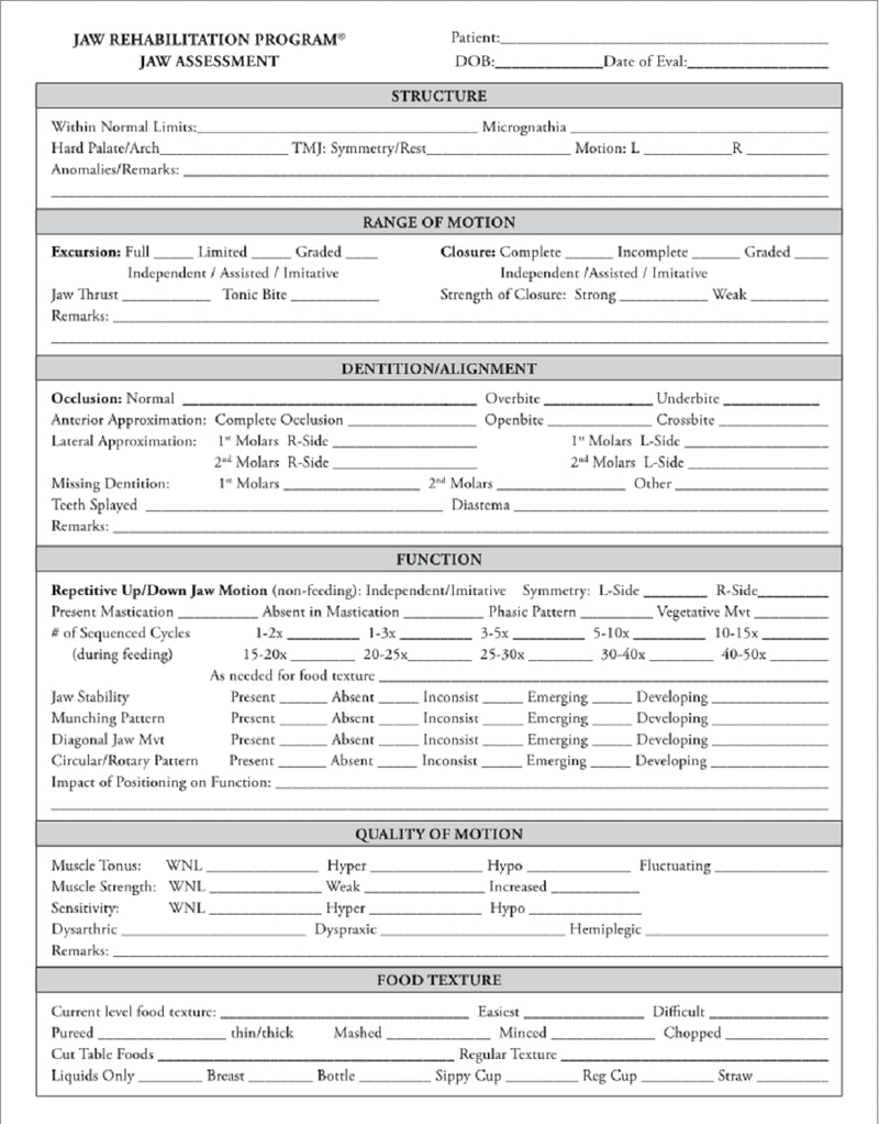 Load image into Gallery viewer, Chewy Tubes 24 Assessment Forms for Jaw Rehabilitation Program
