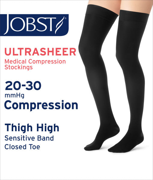 Load image into Gallery viewer, JOBST UltraSheer Thigh High with Sensitive Top Band 30-40 mmHg Closed Toe
