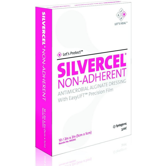 Silvercel Non-Adherent Antimicrobial Alginate Dressing, 2 X 2in, Box of 10