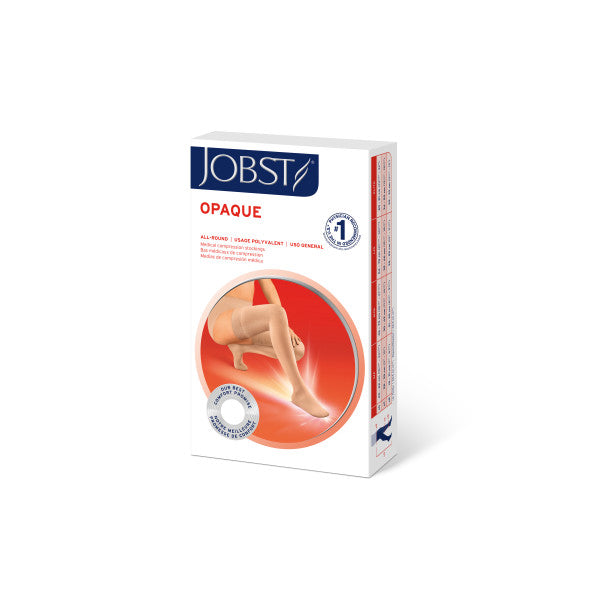 Load image into Gallery viewer, JOBST Women&#39;s Opaque Petite Thigh High Sensitive Top Band 30-40 mmHg Closed Toe
