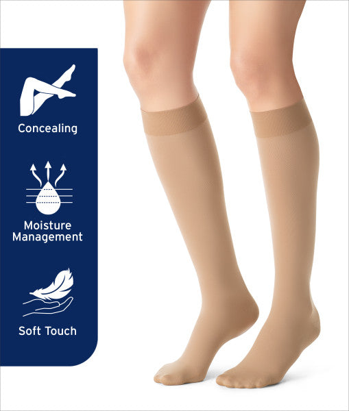 Load image into Gallery viewer, JOBST Women&#39;s Opaque Petite Knee High Knee High 20-30 mmHg Closed Toe
