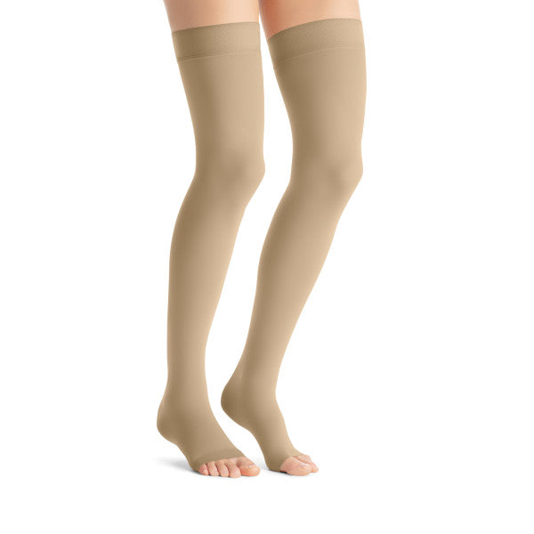 Load image into Gallery viewer, JOBST Women&#39;s Opaque Thigh High Dot 20-30 mmHg Open Toe
