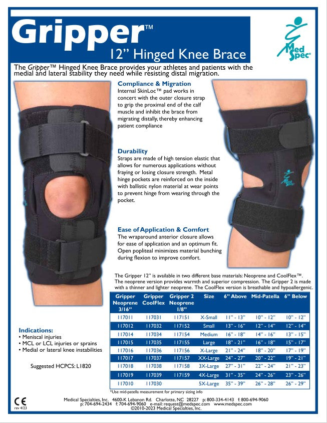 Load image into Gallery viewer, MedSpec Gripper™ 12&quot; Hinged Knee Brace
