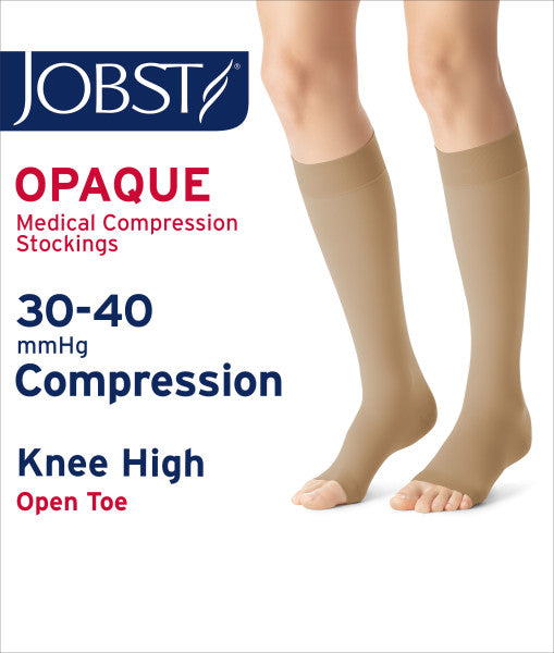 Load image into Gallery viewer, JOBST Women&#39;s Opaque Petite Knee High Knee High 30-40 mmHg Open Toe
