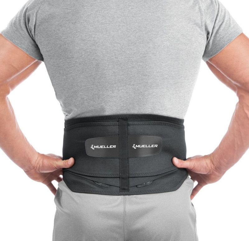 Load image into Gallery viewer, Mueller Lumbar Back Brace W/Removable Pad Black
