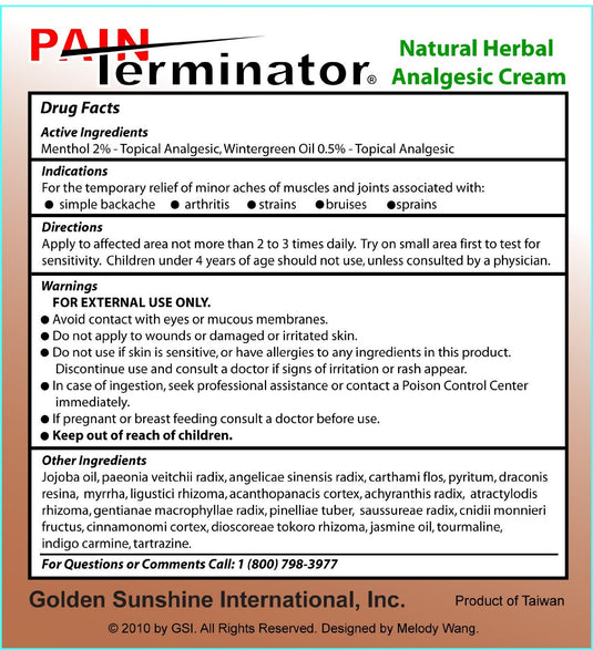 Natural Herbal Pain Terminator Cream