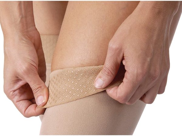 Load image into Gallery viewer, JOBST Relief Silicone Compression Thigh High, 15-20 mmHg Open Toe, Beige
