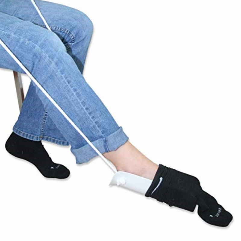 Load image into Gallery viewer, Deluxe Sock Aid with Soft Grip Foam Handles and Braided Cord
