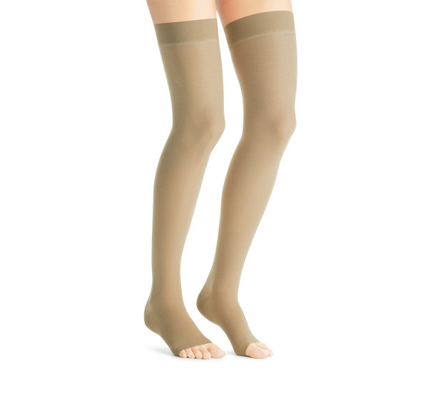 Load image into Gallery viewer, JOBST Women&#39;s UltraSheer Thigh High Dot Classic 30-40 mmHg Open Toe - Natural
