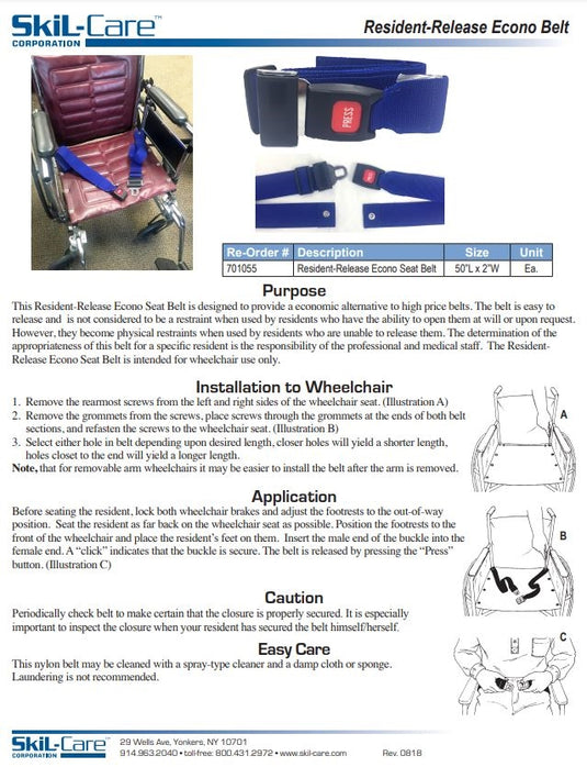 SkiL-Care Resident-Release Nylon Belts