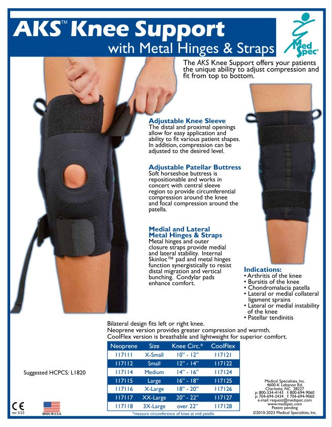 Load image into Gallery viewer, MedSpec AKS™ Knee Support with Metal Hinges &amp; Straps
