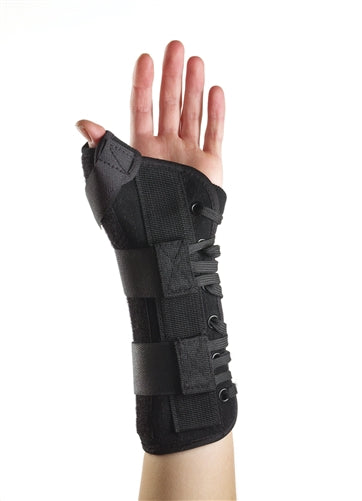 Load image into Gallery viewer, Corflex 8&quot; Suede Wrist Lacer Splint w/Abducted Thumb
