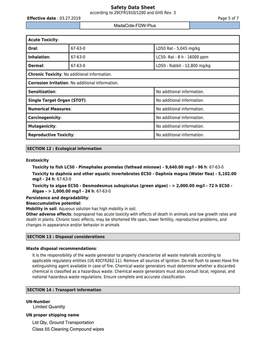 MadaCide-FDW-Plus Wipes