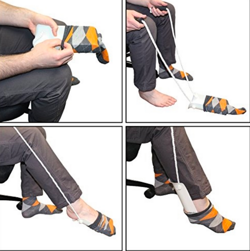 Load image into Gallery viewer, Deluxe Sock Aid with Soft Grip Foam Handles and Braided Cord
